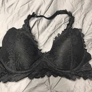 Black padded lace bralette